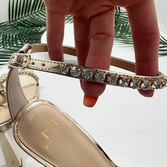 Marc Fisher Women's Karima Ankle Strap Sandals Size 11M Gold Metallic Rhinestone - Picture 7 of 11